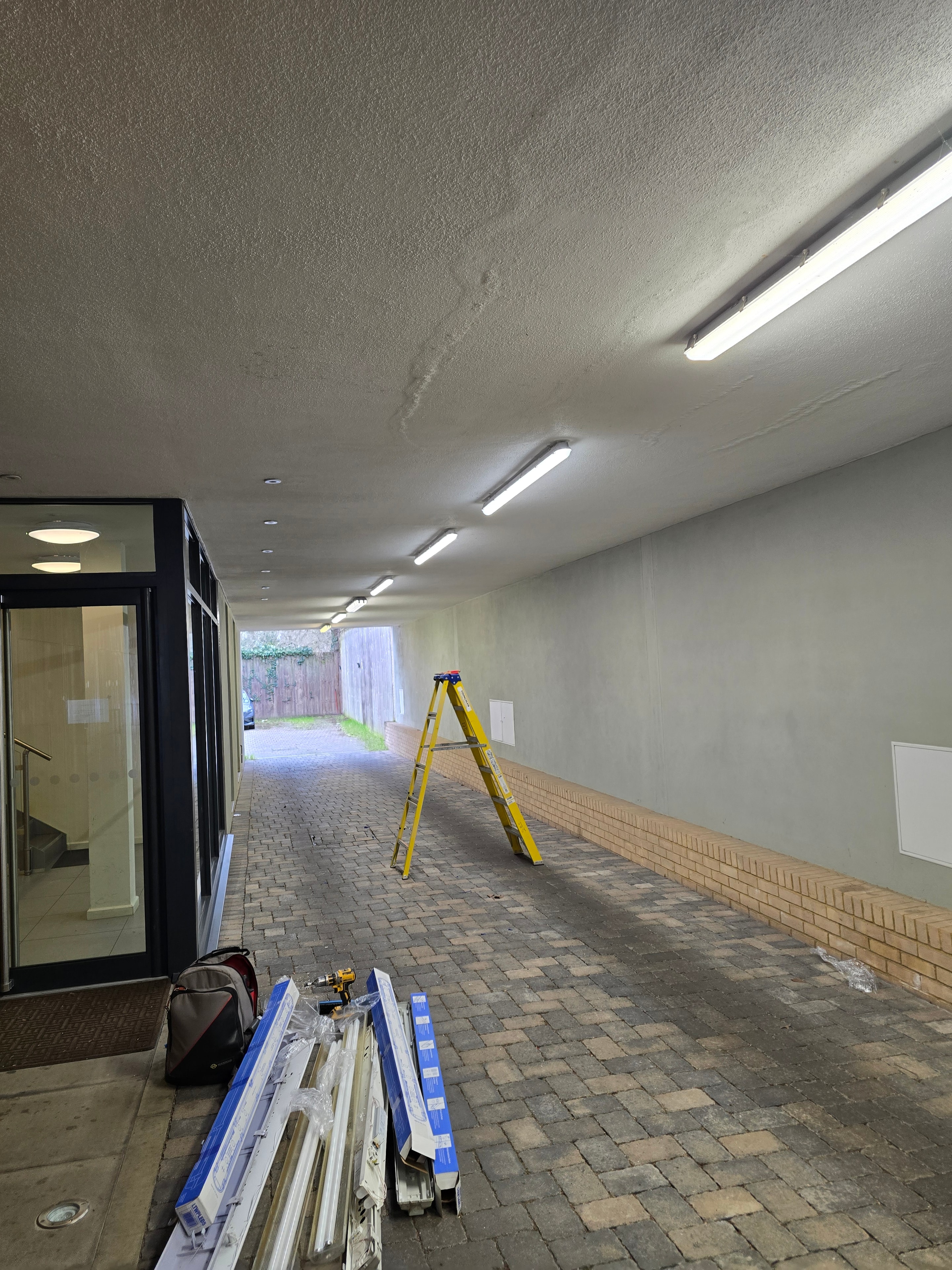 Communal area LED strip lighting installation