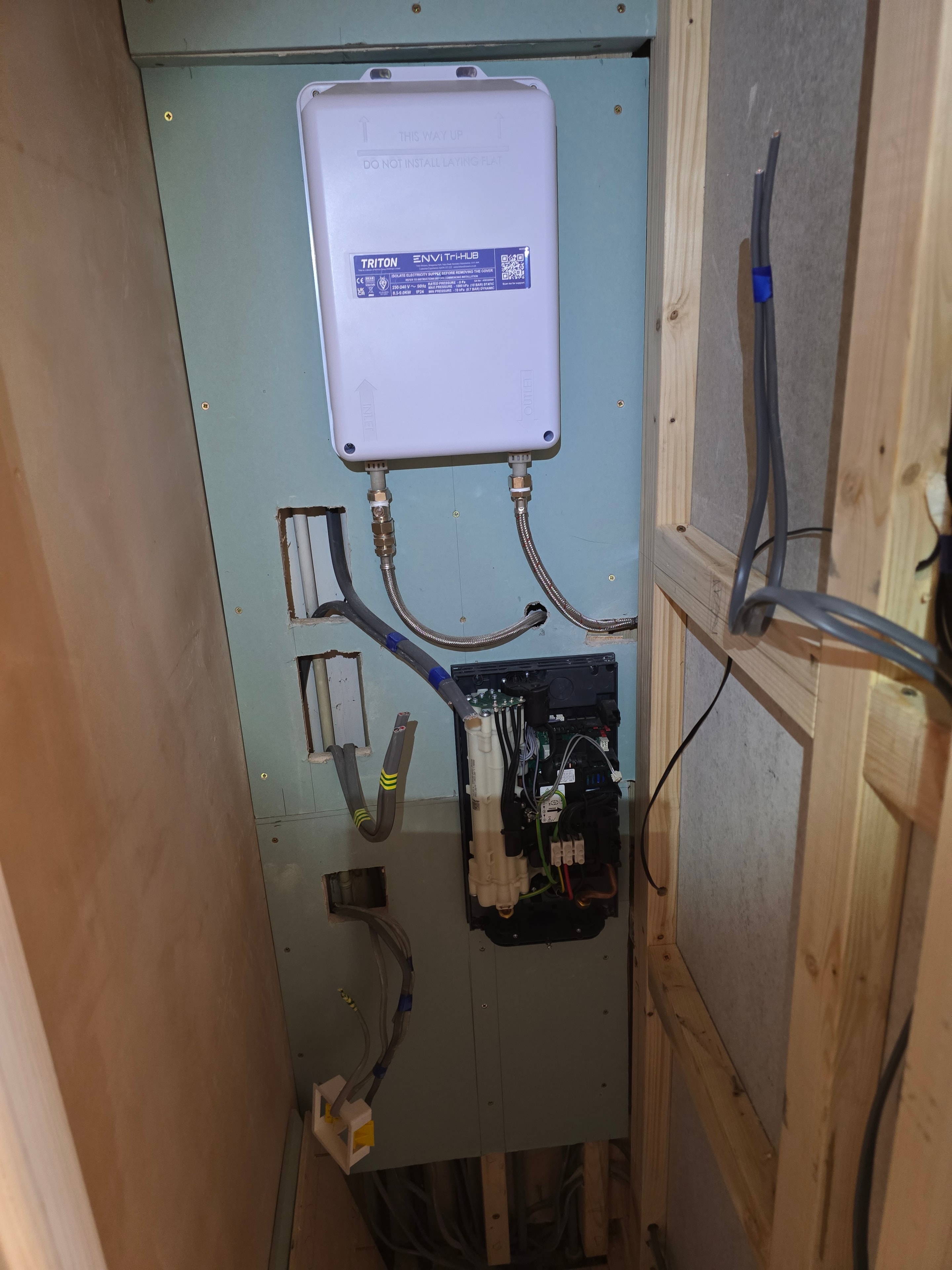 Remote shower unit wiring installation